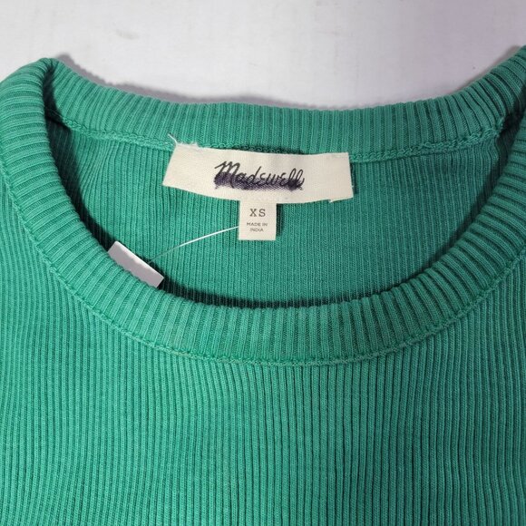 Madewell Women Green Garment Dyed Ribbed Short Sleeve Cotton Tee Size XS - Picture 2 of 6